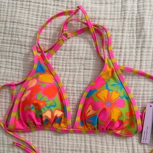 Wild Fable Pink Floral Reversible Bikini Top